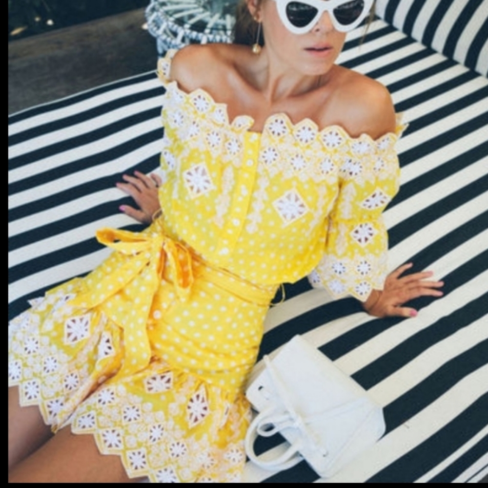 Miguelina Yellow Polka Dot Skirt (S)